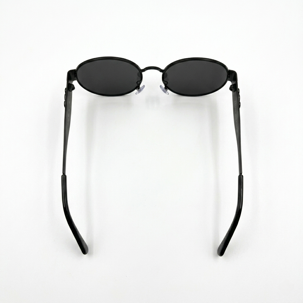 Celine 2380 Designer Oval Sunglasses – All Matte Black with Signature Celine Triomphe Logo & Dark Grey UV Protection Lenses Made in Italy