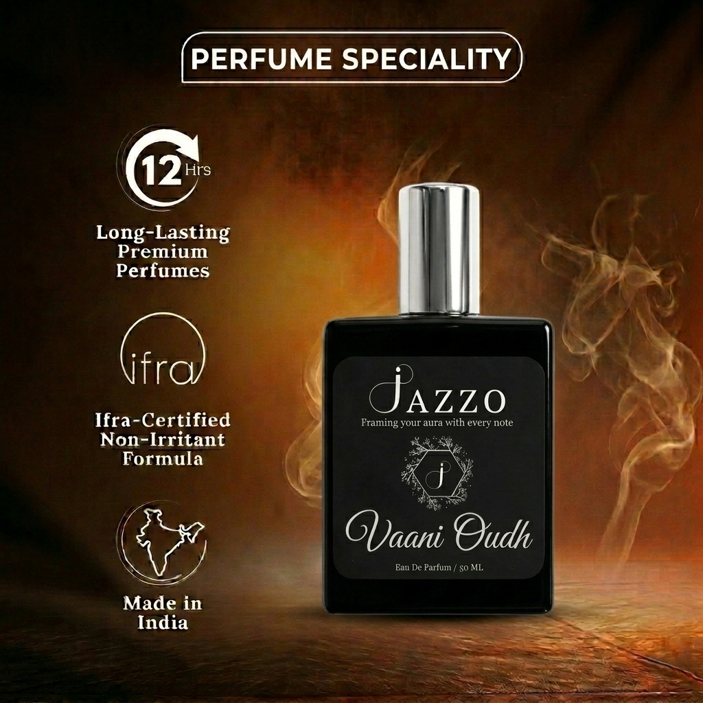 Jazzo Vaani Oud Long Lasting Luxury Perfume for Men & Women 50ML – Premium Oud Fragrance Body Scent for Daily Wear - VO-0150ML