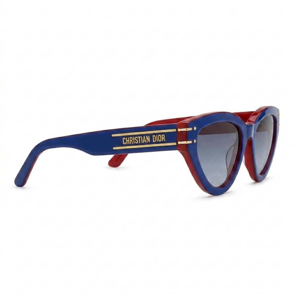 Christian Dior 28 Sunglasses – Iconic Cat-Eye Design in Navy Blue with Gradient Lenses