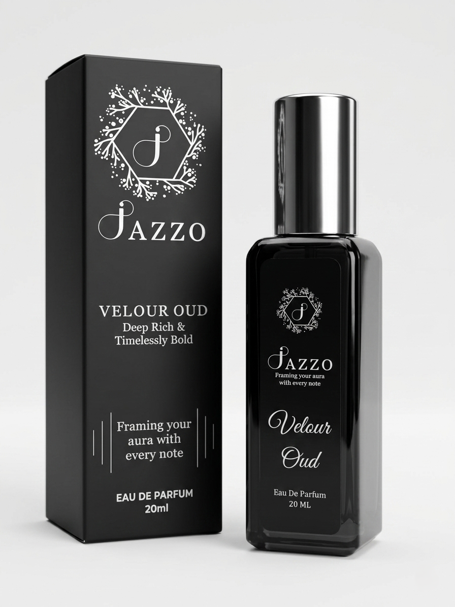 Jazzo Velour Oud Long Lasting Luxury Perfume for Men & Women 20ML – Premium Oud Fragrance Body Scent for Daily Wear - VLO-0120ML