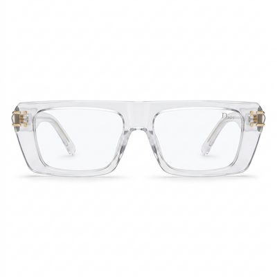 Christian Dior 29 Luxury Square Eyeglasses – Crystal Clear Transparent with Gold Christian Dior Paris Branding & Clear Optical Lenses
