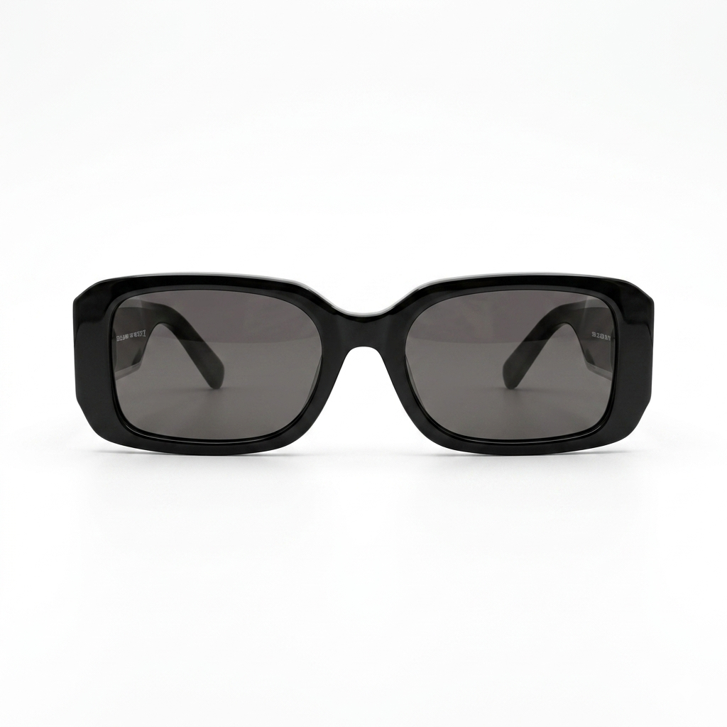 Dolce & Gabbana DG6187 Oversized Rectangular Sunglasses – Glossy Black Acetate with Bold D&G Logo Temples & Dark Grey UV Lenses