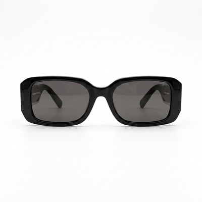 Dolce & Gabbana DG6187 Oversized Rectangular Sunglasses – Glossy Black Acetate with Bold D&G Logo Temples & Dark Grey UV Lenses