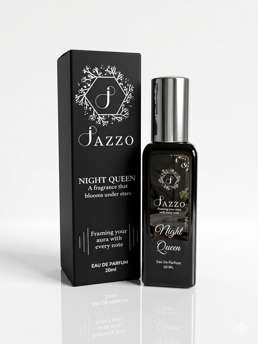 Jazzo Night Queen Eau De Perfume 20ML perfume for men and women, strong long lasting fragrance with stylish black packaging