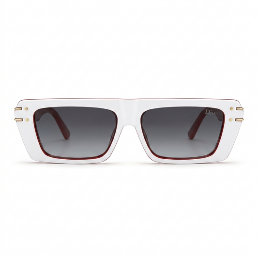 Christian Dior 29 Luxury Square Sunglasses – Glossy White & Red Two-Tone Acetate with Gradient Grey Lenses & Gold Christian Dior Paris Branding