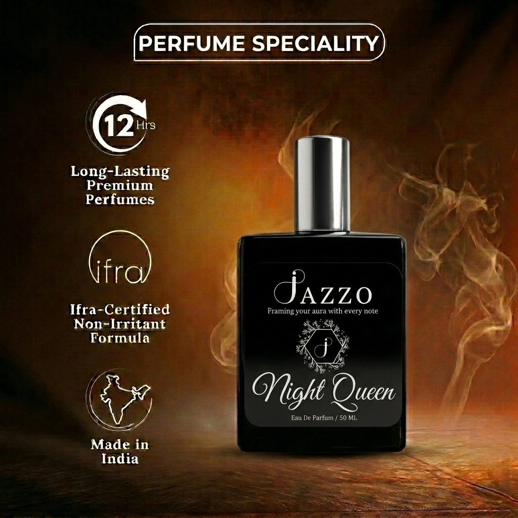 Jazzo Night Queen Long Lasting Luxury Perfume for Men & Women 50ML – Premium Body Scent Fragrance for Daily Wear - NO-0150ML
