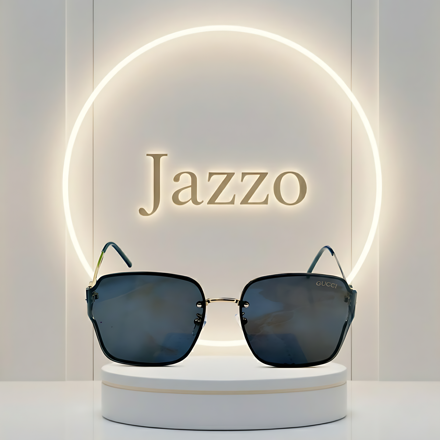 Gucci 8801 Men’s Sunglasses – Black Lens with Golden Temple