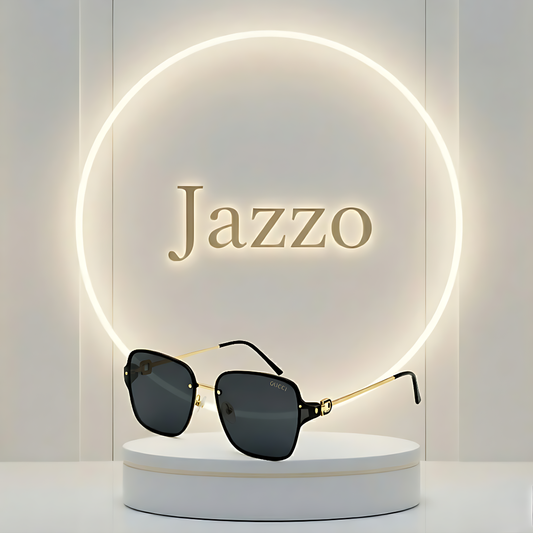 Gucci 8801 Men’s Sunglasses – Black Lens with Golden Temple