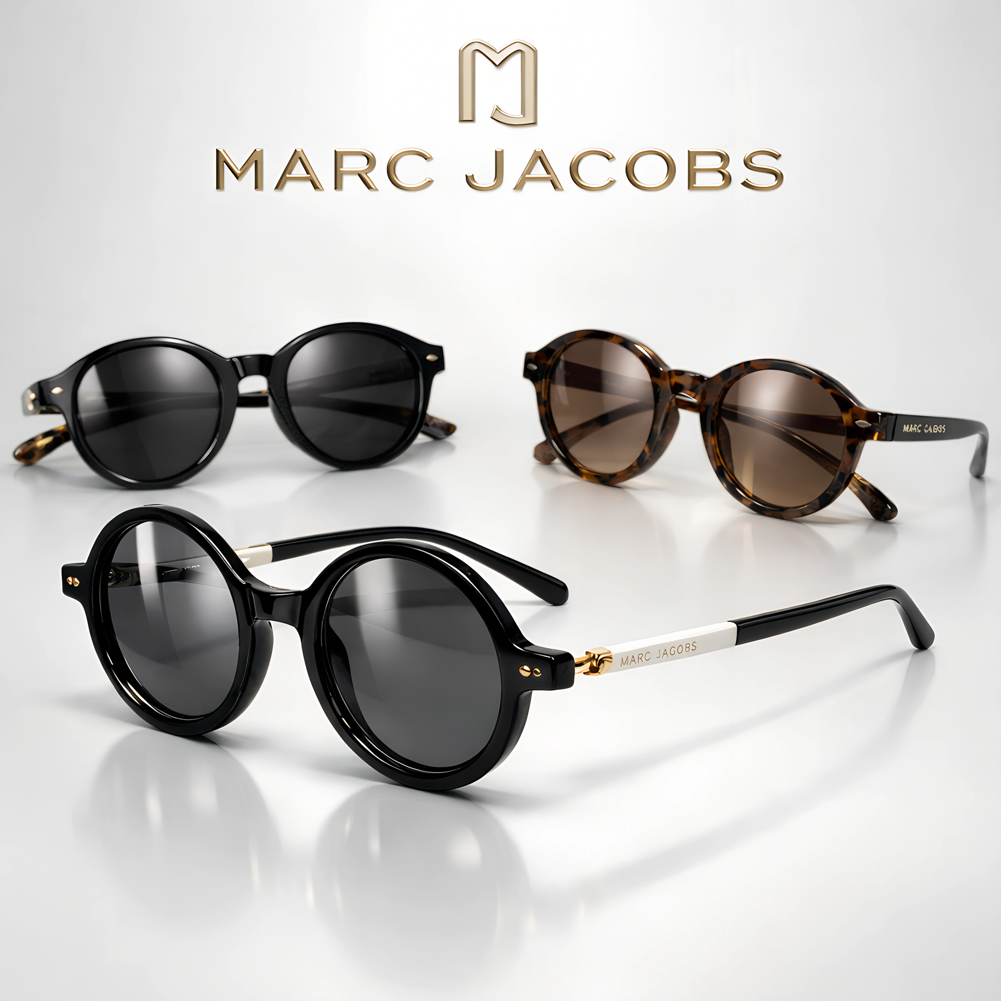 Marc Jacobs Round Sunglasses Black and Tortoise Luxury Designer UV Protection Sunglasses