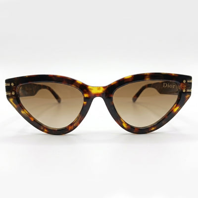 Christian Dior 28 Cat-Eye Sunglasses – Tortoiseshell Brown Sunglass with Gradient Lenses & Gold Christian Dior Branding