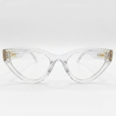Christian Dior 28 Luxury Cat-Eye Eyeglasses – Crystal Clear Transparent Acetate with Gold Christian Dior Branding & Clear Optical Lenses