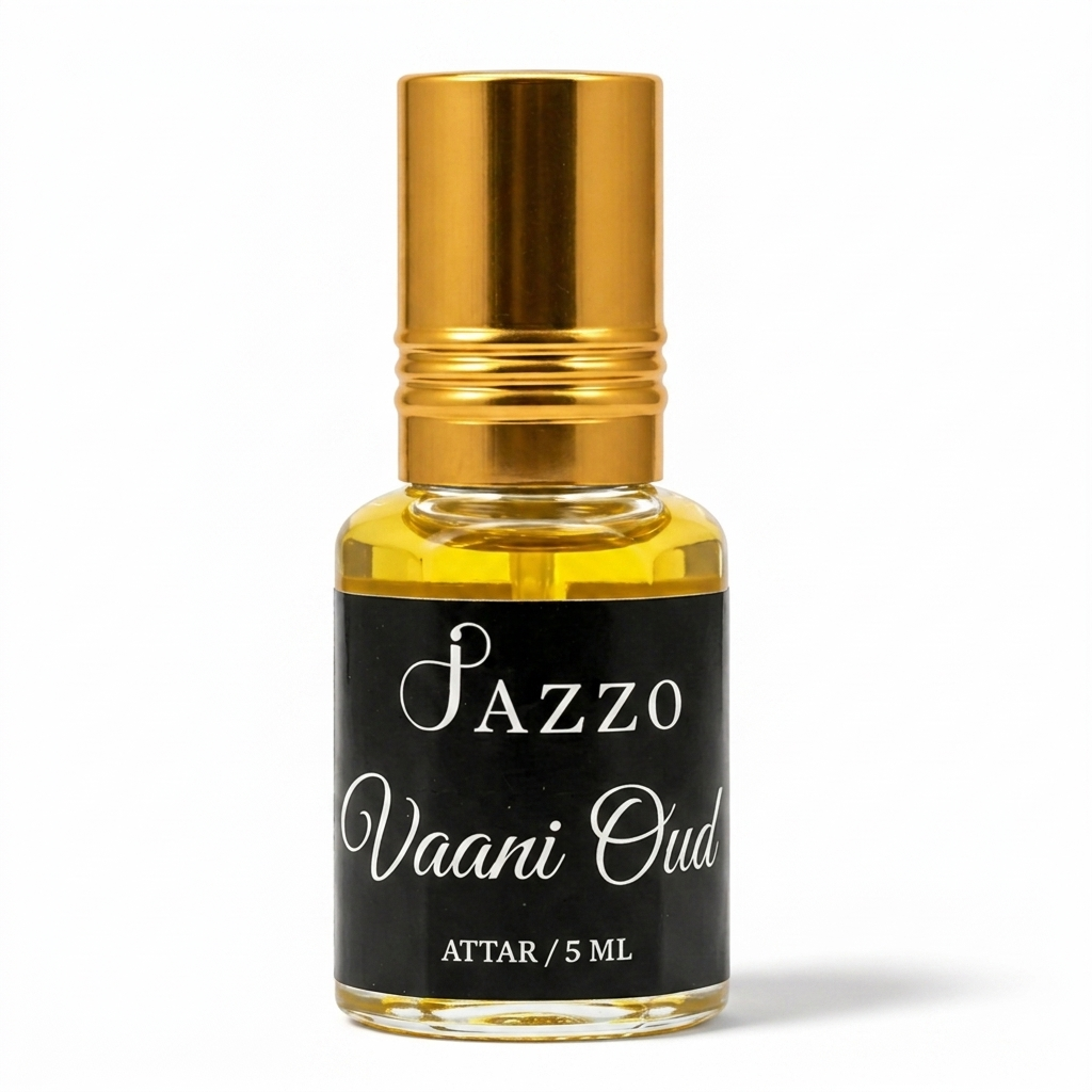 Jazzo Vaani Oud Natural Attar for Women & Men | Luxury Clove, Amber & Sandalwood Perfume Oil | Alcohol-Free Long Lasting Fragrance – 5ml (VO-015ML)