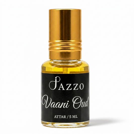 Jazzo Vaani Oud Natural Attar for Women & Men | Luxury Clove, Amber & Sandalwood Perfume Oil | Alcohol-Free Long Lasting Fragrance – 5ml (VO-015ML)