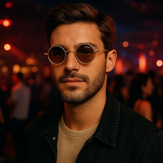 Omega 674 Gold Round Sunglasses – Retro Charm with Modern Protection