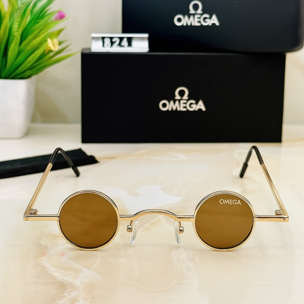 Omega 674 Gold Round Sunglasses – Retro Charm with Modern Protection