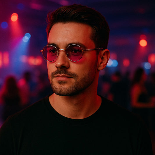Omega 674 Pink Lens Round Sunglasses – Retro Luxe with a Bold Twist
