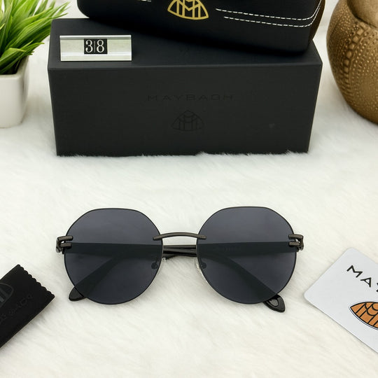 Maybach 38 Black Round Luxury Sunglasses – Premium Minimalist Design