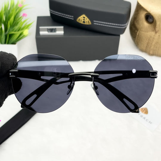 Maybach 38 Black Round Luxury Sunglasses – Premium Minimalist Design