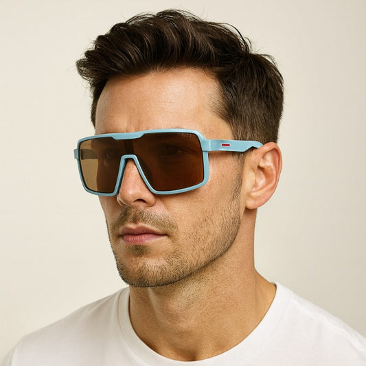 Oakley 9321 Blue Frame Sports Sunglasses – Polarized Shield Lens Category: Sports / Performance Sunglasses