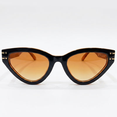 Christian Dior 28 Luxury Cat-Eye Sunglasses – Black & Amber with Gradient Lenses, Gold Dior Branding & UV Protection