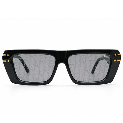 Christian Dior 29 Square Sunglasses – Glossy Black with Dior Oblique Monogram Lenses & Gold Christian Dior Branding