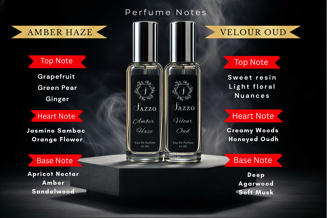 Jazzo Unisex Luxury Combo – Amber Haze & Velour Oud Perfume Set - Jazzo
