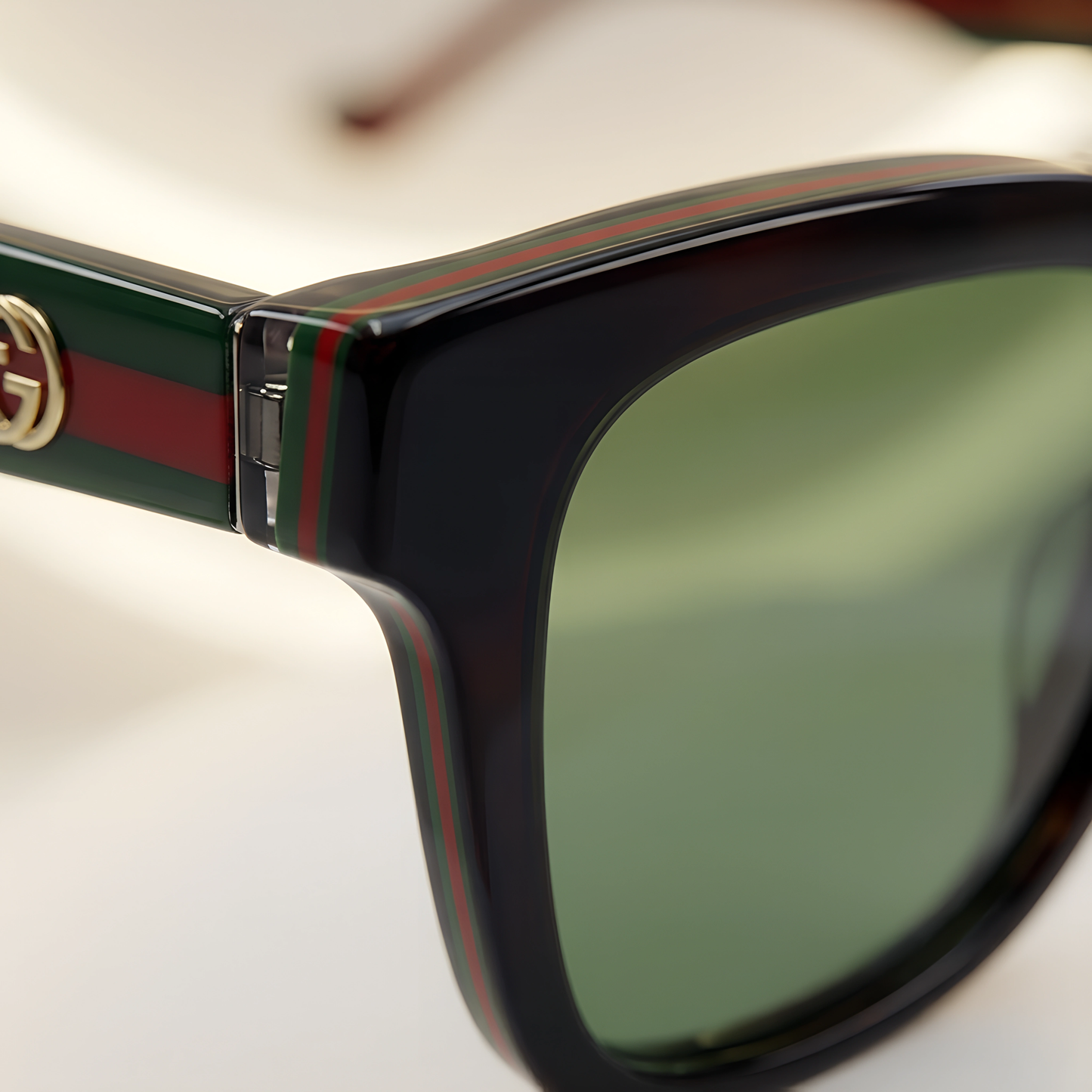 Buy 9580 Luxury Square Black Sunglasses for Men & Women – Green Lens Designer GG Style Premium UV Protection Sunglasses
