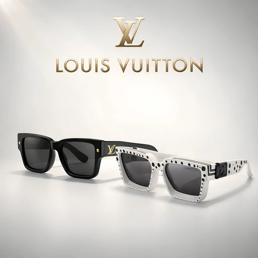 Louis Vuitton Clash 2022 Square Sunglasses – Bold Black Frame with Iconic Gold Accents - Jazzo