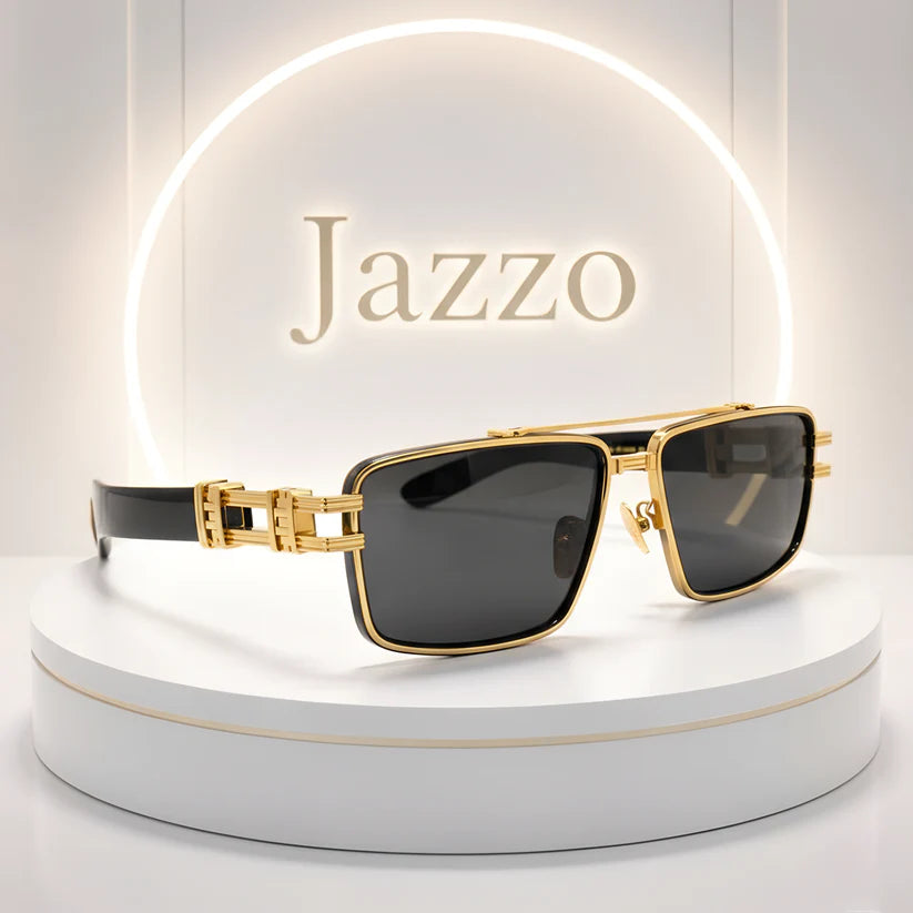Balmain Luxury Square Sunglasses – Gold Metal Frame with Black Lenses Unisex - Jazzo