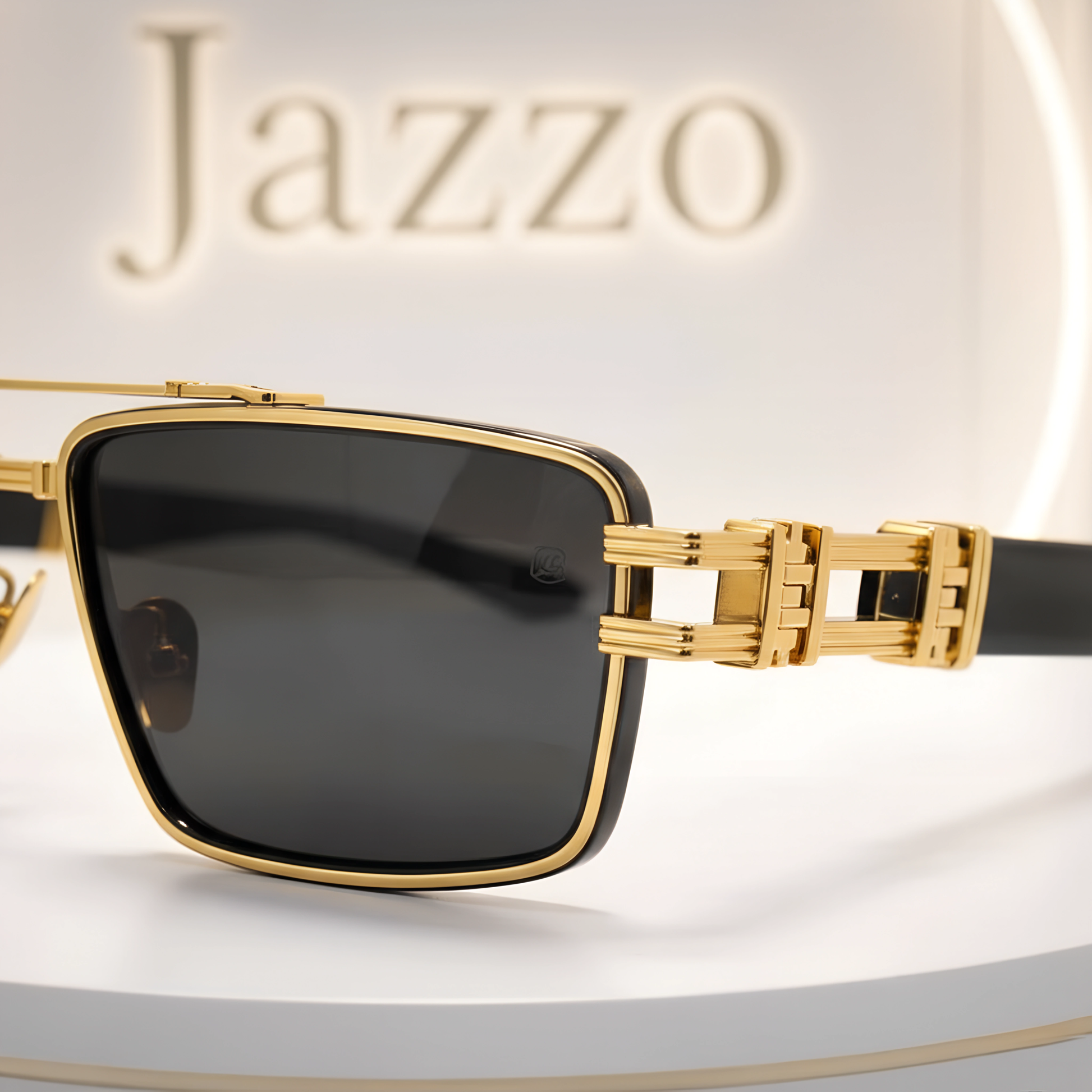 Balmain Luxury Square Sunglasses – Gold Metal Frame with Black Lenses (Unisex) Model No. 139 - Jazzo