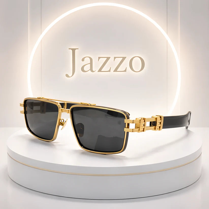 Balmain Luxury Square Sunglasses – Gold Metal Frame with Black Lenses Unisex - Jazzo