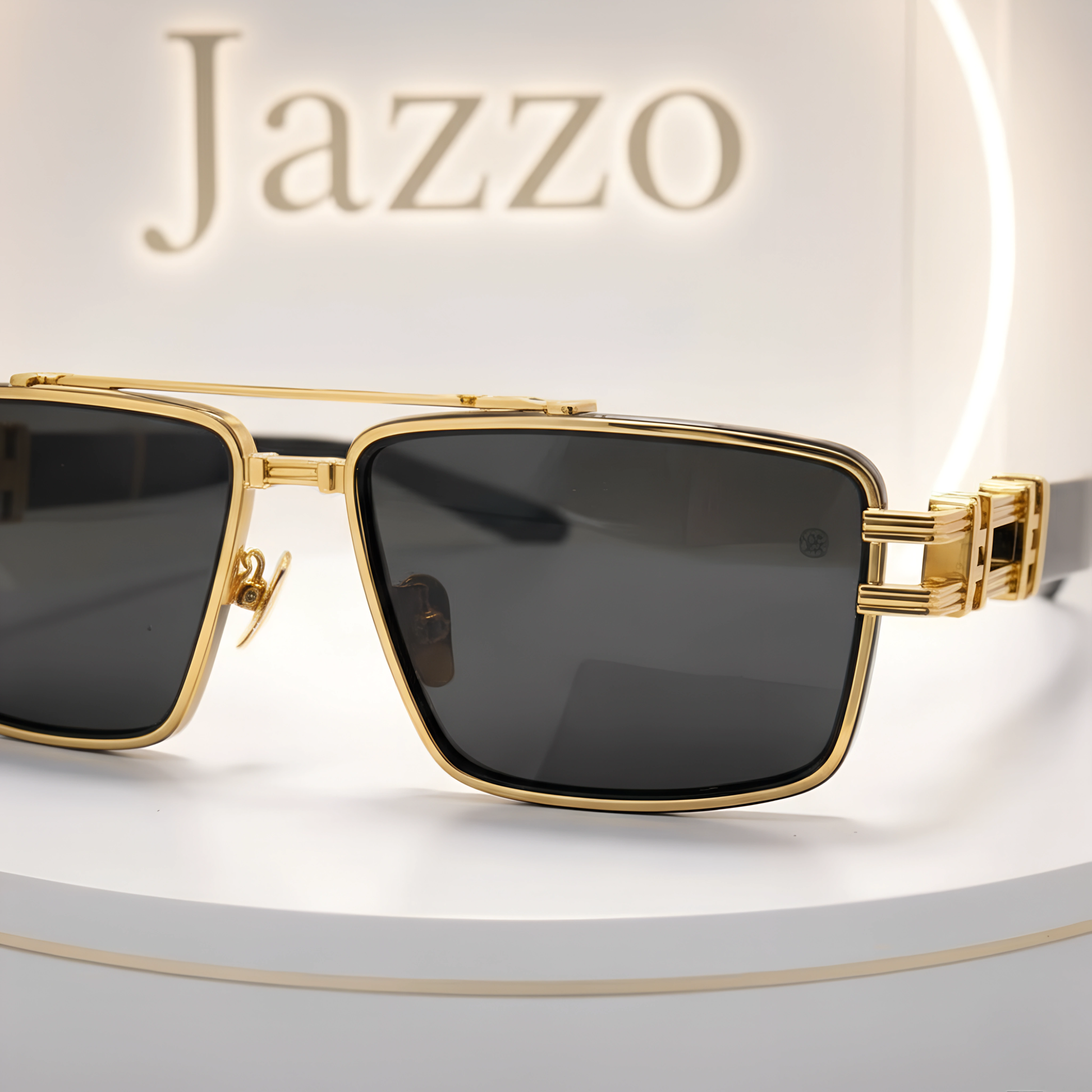 Balmain Luxury Square Sunglasses – Gold Metal Frame with Black Lenses (Unisex) Model No. 139 - Jazzo